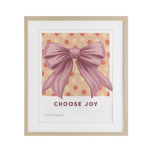Stupell Industries Choose Joy Bow with Florals Framed Print Under Glass Art - 1 of 4