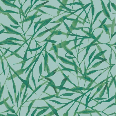 Tempaper Watercolor Leaves Sea Green Peel and Stick Wallpaper
