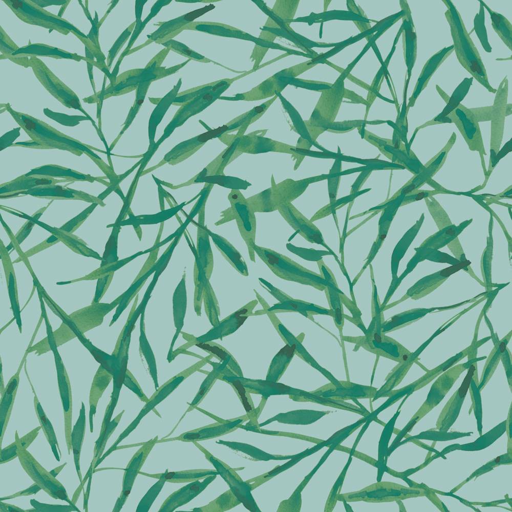 Tempaper & Co.® Watercolor Leaves Removable Peel and Stick Wallpaper, Sea Green, 28 sq ft: Vinyl Botanical Wall Covering