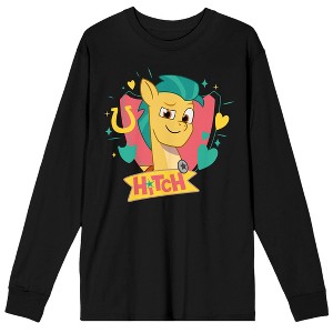 My Little Pony: Generation 5 Hitch, Shield And Heart Shape Adult Black Long Sleeve Tee Shirt - 1 of 3