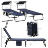 PAGED Folding Chaise Lounge Pool Chairs Adjustable Camping Chair with Canopy Shade Steel Frame and Side Pocket for Porch, Camping, Patio - 3 of 4