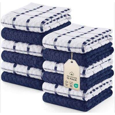 12-Pack Kitchen Towels, Ring Spun Cotton Super Soft and Absorbent Linen Dish and Tea Towels, 15x25 Inches