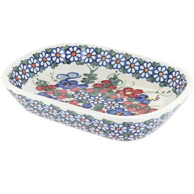 Blue Rose Polish Pottery Garden Butterfly Olive Dish