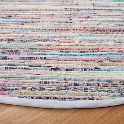 Handwoven Multicolor Stripe Round Cotton Area Rug, 8' Diameter