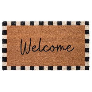 Folkulture Welcome Door Mat | (16 x 28) Welcome Matt or Checkered Doormat for Home Entrance | Durable & Anti Slip Coir Mats - 1 of 4