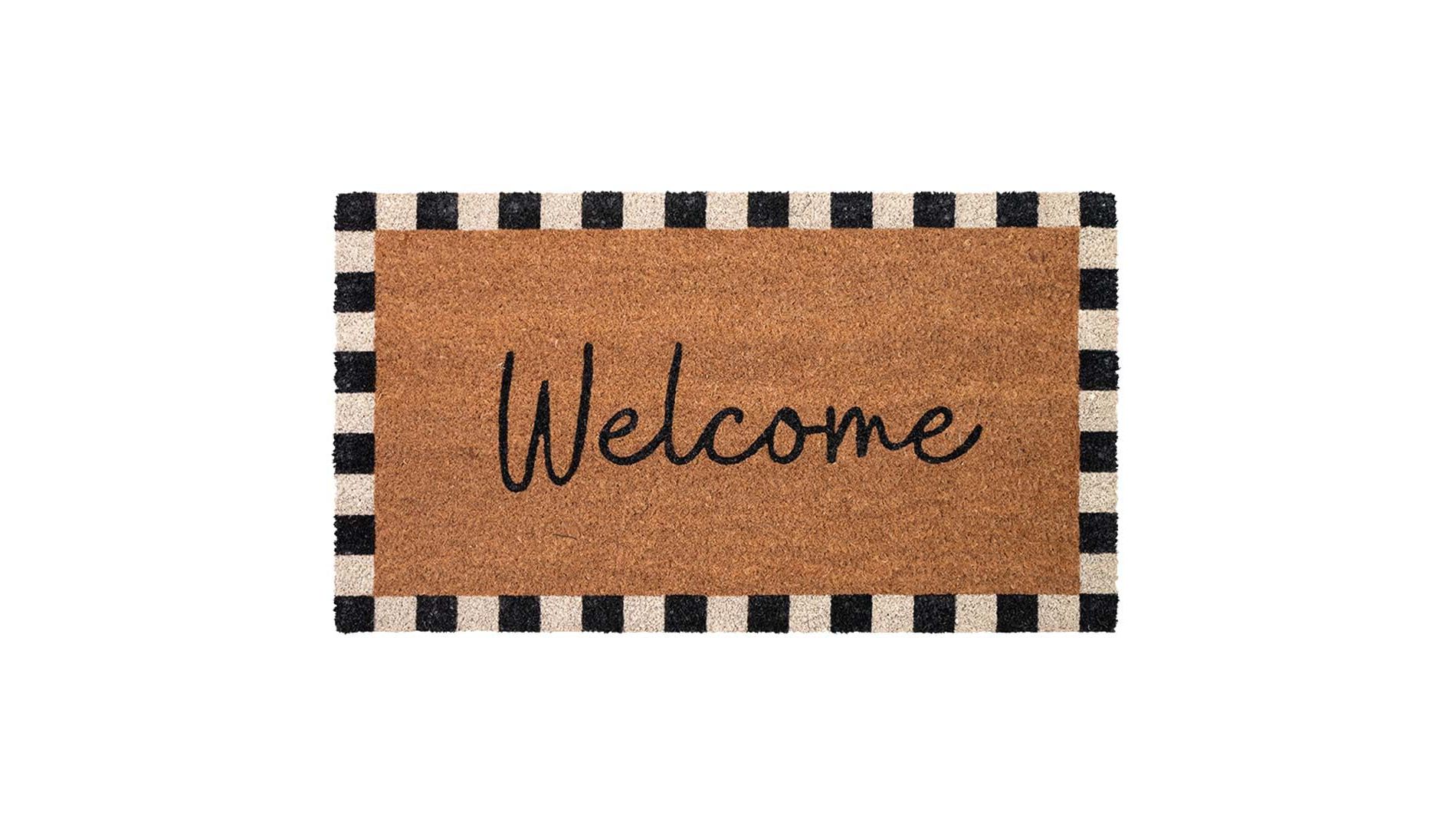 Folkulture Welcome Door Mat | (16 x 28) Welcome Matt or Checkered Doormat for Home Entrance | Durable & Anti Slip Coir Mats