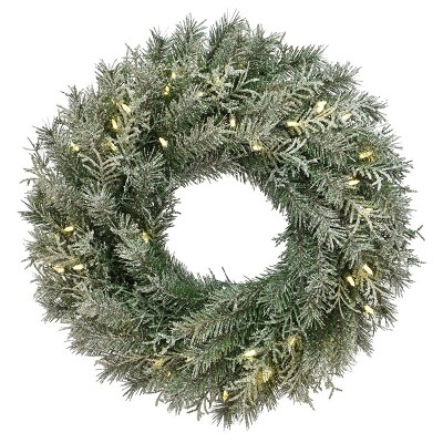 National Tree Company Pre-Lit Artificial Christmas Wreath, Green, Norwood Fir, Dual Color LED Lights, Christmas Collection, 24 Inches