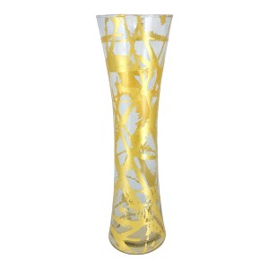 Slickblue Wide Flared Glass Vase, Hand Gilded Curved Design, Handmade Centerpiece for Home Décor, Color & Size Options - 1 of 4