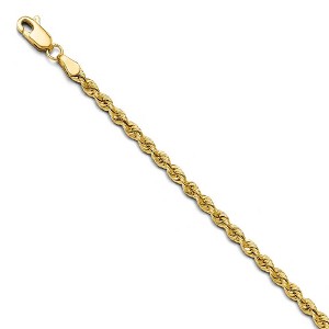 Black Bow Jewelry 3mm 14k Yellow Gold Classic Solid Rope Chain Bracelet - 1 of 4