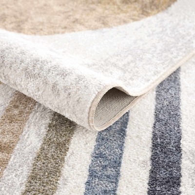 Giza Multicolor Striped Washable Polyester Area Rug 6'7" x 9'