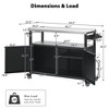 LOVSON 54.5" Outdoor Kitchen Island with Stainless Steel Top, Storage Cabinet, and Spice Rack - Mobile BBQ Grill Cart with Lockable Wheels - 3 of 4