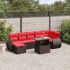 vidaXL Patio Sofa Set with Cushions Sectional Couches 8 Piece Poly Rattan - Brown without storage - 2 of 4