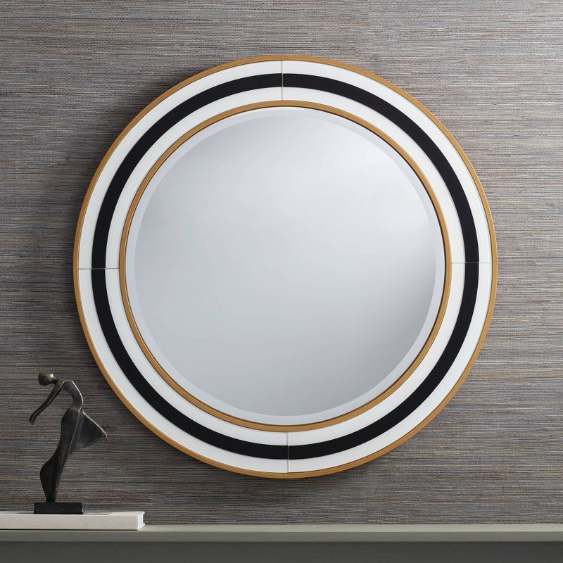 Possini Euro Design Possini Cape Cod Black and Gold 31 1/2" Round Wall Mirror, 2 of 10