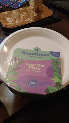 Repurpose 9 Inch Compostable Plates, Heavy Duty Paper Plates Microwave  Safe, Plant-Based Paper Plate Alternative, White, 44 Count, 1 Pack