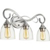 Quorum Lighting Powell 3-Light Classic Nickel Vanity with Shade - 2 of 4