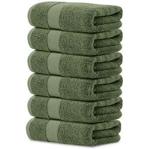 White Classic Luxury 100% Cotton Hand Towels Set of 6 - 16x30" - 1 of 4