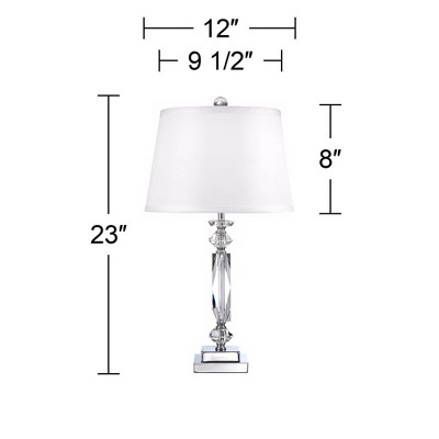 Vienna 23" Clear Crystal and Silver Accent Table Lamp with White Drum Shade
