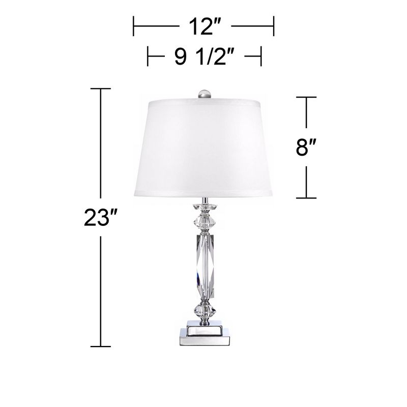 Vienna Full Spectrum Modern Luxury Accent Table Lamp 23" High Clear Crystal Column White Tapered Drum Shade for Living Room Bedroom Bedside Office, 4 of 10