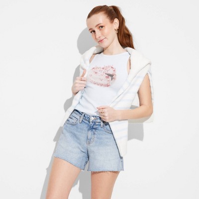 Women's Mid-Rise Curvy Heritage Midi Denim Shorts - Wild Fable™