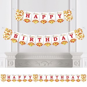 Big Dot of Happiness Pizza Party Time - Birthday Party Bunting Banner - Birthday Party Decorations - Happy Birthday - 1 of 4