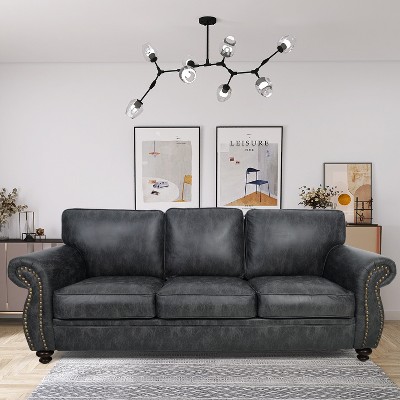 Mid-Century Vintage 3 Seater Sofa with Rivet Design