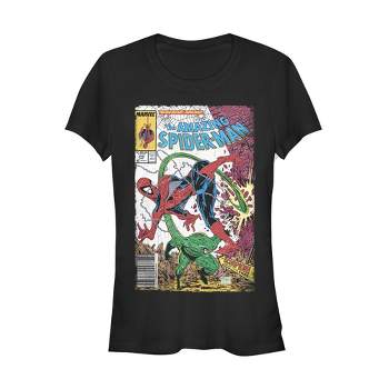 Juniors Womens Marvel Spider-Man vs Scorpion Comic Book T-Shirt