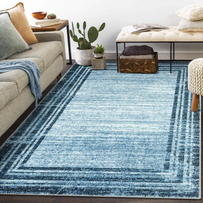 Lahome Loop Border Gradient Style Short Pile Velvet Rectangular Indoor Area Rug