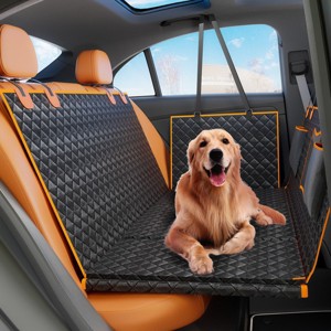 Dog Car Seat Cover with Hard Bottom,Back Seat Extender for Large Dogs, Mesh Window and Pockets,Fits Car SUV Truck–LAOTIES - 1 of 4