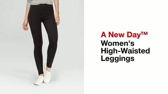  Women's High-Waisted Leggings - A New Day™ Black, 2 of 9, play video