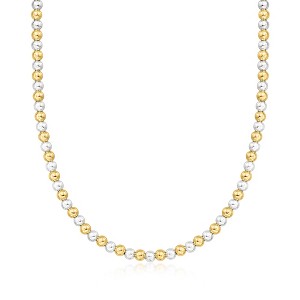 Pure Collection by Ross-Simons Italian 5mm Sterling Silver and 18kt Gold Vermeil Bead Necklace - 1 of 4