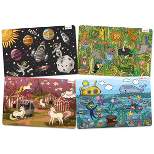 merka Kids Wipeable Plastic Placemats for Dining Table - Ocean, Space, Jungle, Unicorns for Ages 2 and Up, Set of 4