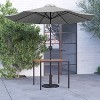 Merrick Lane Square Faux Teak Outdoor Dining Table with Powder Coated Steel Frame, 9' Adjustable Umbrella and Base - 2 of 4