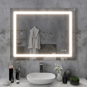 LED Front Light Bathroom Vanity  Mirror, 3 Color Temperatures, Anti-fog , Wall Mounted Frameless Make Up Mirror - 1 of 4
