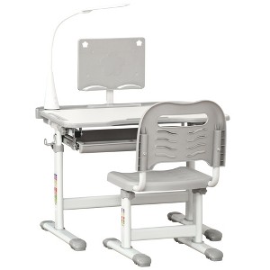 Qaba Kids Table and Chair Set, Activity Desk with USB Lamp, Storage Drawer for Study, Activities, Arts, or Crafts - 1 of 4