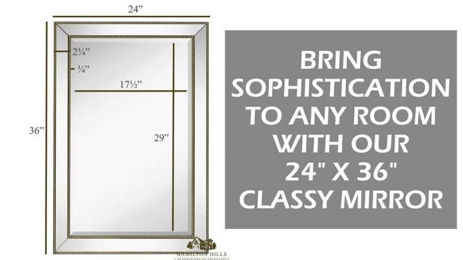 Hamilton Hills 30" x 40" Rectangular Mirror with Silver Beveled Mirror Frame and Beaded Accents, 2 of 5, play video