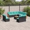 vidaXL Patio Sofa Set Black, Blue - Black With Table - 2 of 4