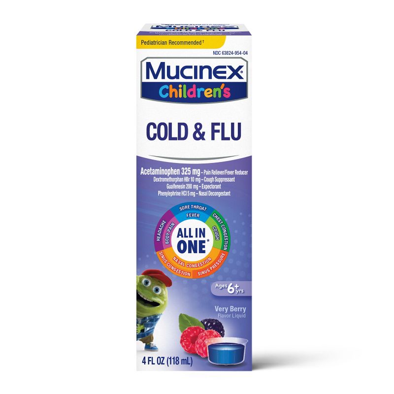 Mucinex Children&#39;s Multi-Symptom Cold and Sore Throat Relief Liquid - Very Berry - 4 fl oz, 1 of 12