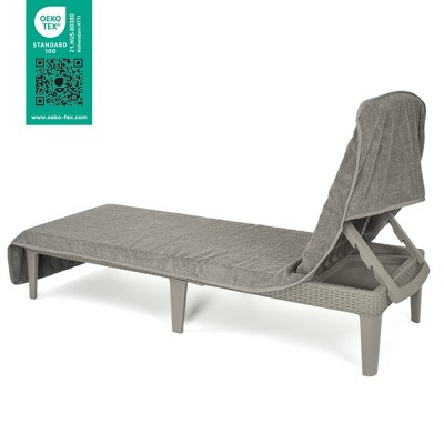 Rockridge Gray Cotton Chaise Lounge Cover with Pocket, 86" x 30"