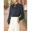 INSPIRE CHIC Women's Office Keyhole Elegant Stand Collar Long Sleeve Back Neck Button Blouse - 2 of 4