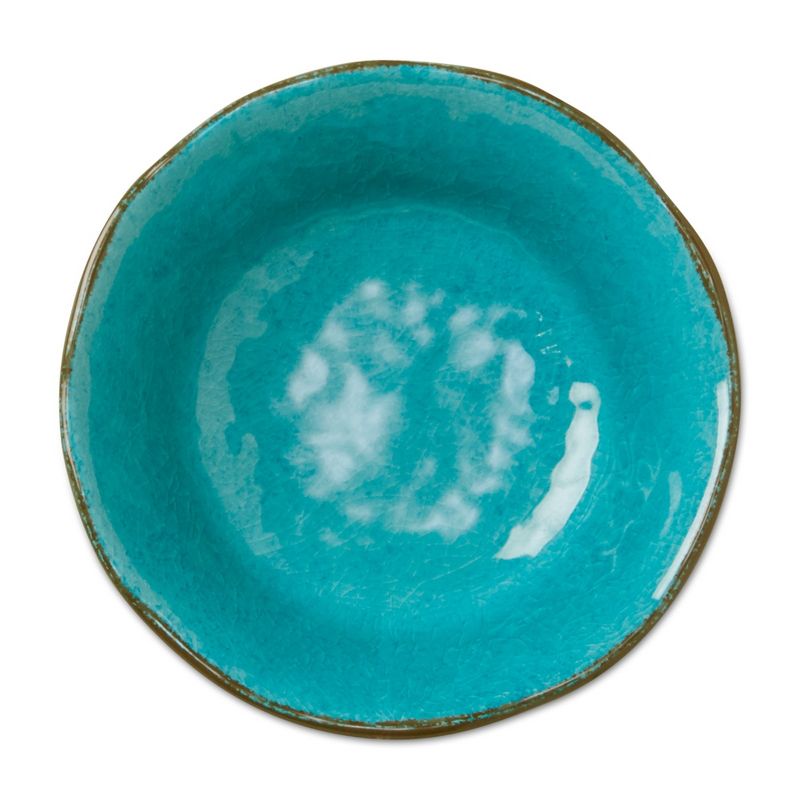 tagltd 10oz. 7 in. Veranda Cracked Glazed Solid Ocean Blue Wavy Edge Melamine Serving Bowls 4 pc Dishwasher Safe Indoor Outdoor, 3 of 6