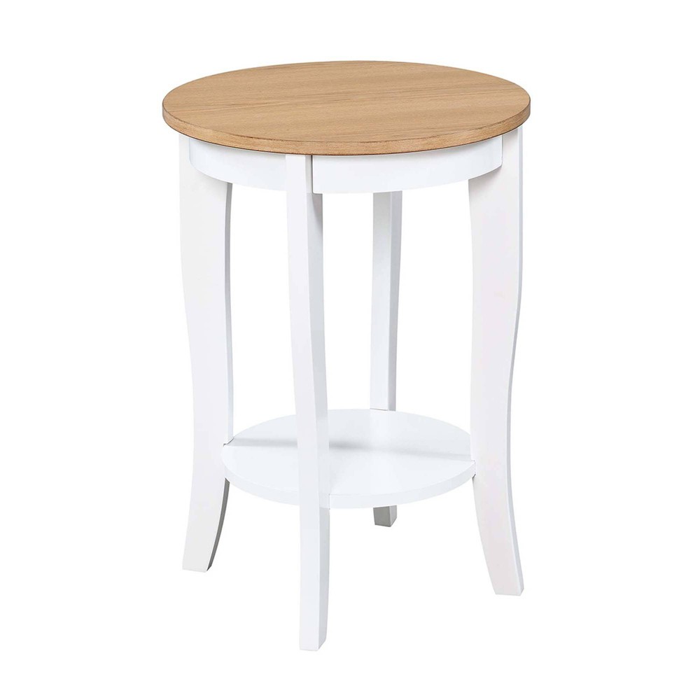 American Heritage Round End Table Driftwood Top/White - Breighton Home