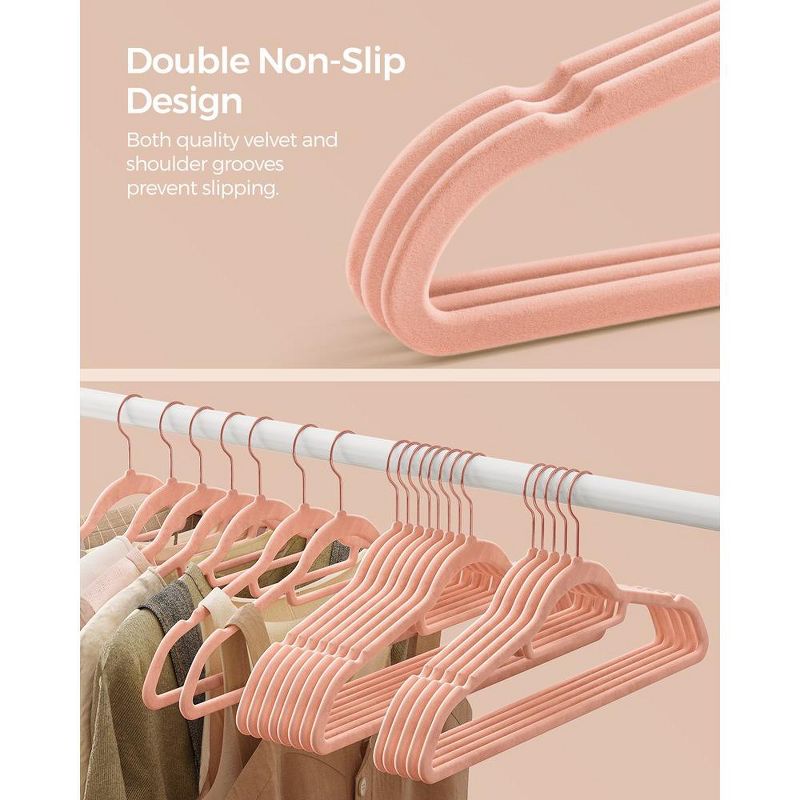 SONGMICS Non-Slip Velvet Hangers Clothes Hanger with Swivel Hook Space Saving for  Coat Pant Tie, 3 of 8