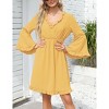 Women's Wrap V-Neck Ruffle Dress Flared Long Sleeve Mini Dress Party Dress - 2 of 4