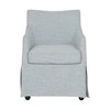 London Upholstered Skirted Dining Arm Chair with Hidden Casters Light Blue - 3 of 4