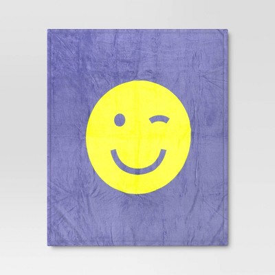 Smiley Chartreuse Flutter Throw Blanket - Room Essentials™: Lightweight Recycled Polyester, 50x60", OEKO-TEX Certified