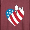Women's - Peanuts - Snoopy On Flag Heart Lightweight French Terry Wide Neck Long Sleeve Shirt - 2 of 4
