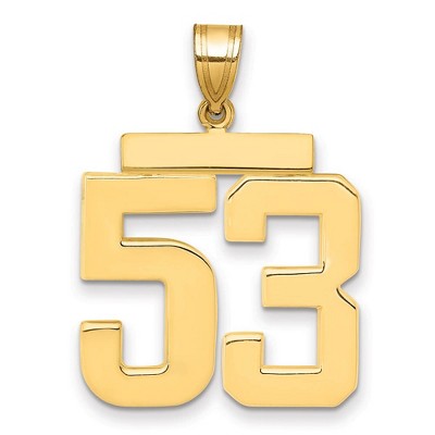 Black Bow Jewelry 14k Yellow Gold, Athletic Collection, Large Polished Number 53 Pendant