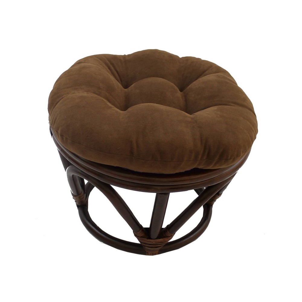 Photos - Pouffe / Bench Rattan Ottoman with Micro Suede Cushion Chocolate Brown - International Ca