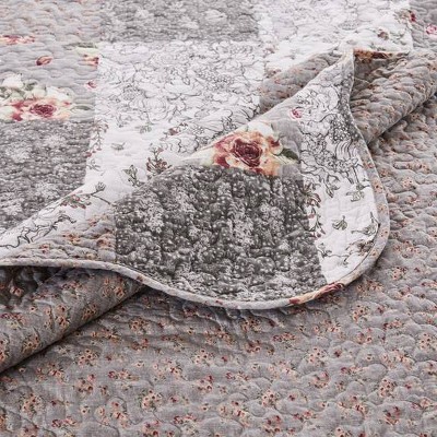 Giulia Twin Gray Microfiber Reversible Quilt Set