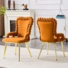 KTMBDW Metal Dining Chairs Set of 2, Modern Velvet Fabric Upholstered Kitchen Side Chairs, Farmhouse Dining Room Chair with Gold Legs - 3 of 4